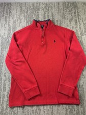 Polo Ralph Lauren Sweater Boys XL 18-20 Red 1/4 Zip Mock Neck Cotton Pullover
