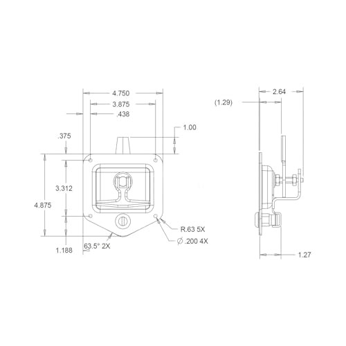 Buyers Products L8815 T-Handle Latch, 2 2 Count Stainless Steel Single Point