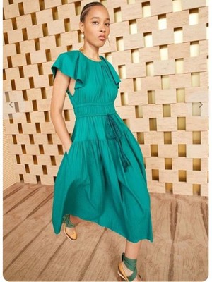 ULLA JOHNSON DARLENE DRESS in VERDIGRIS Sz 8