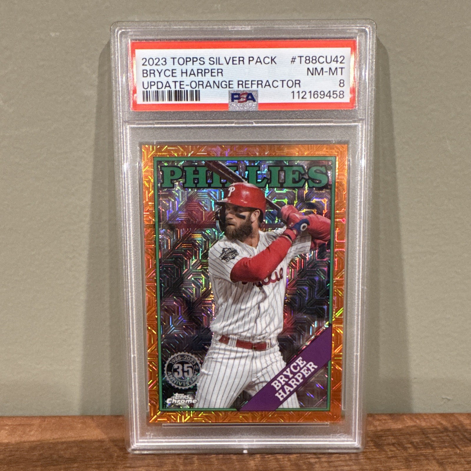 Bryce Harper Topps 2023 Silver Pack Mojo Phillies Orange /25 PSA 8 POP 2