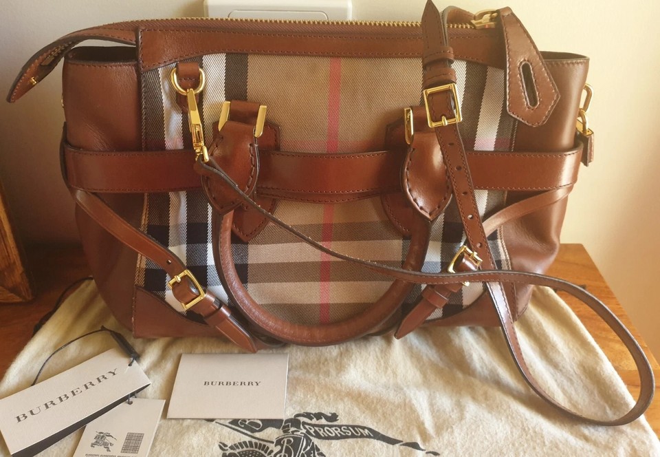 Burberry Bridle House Check Small Gladstone Tote Made in Italy Excellent