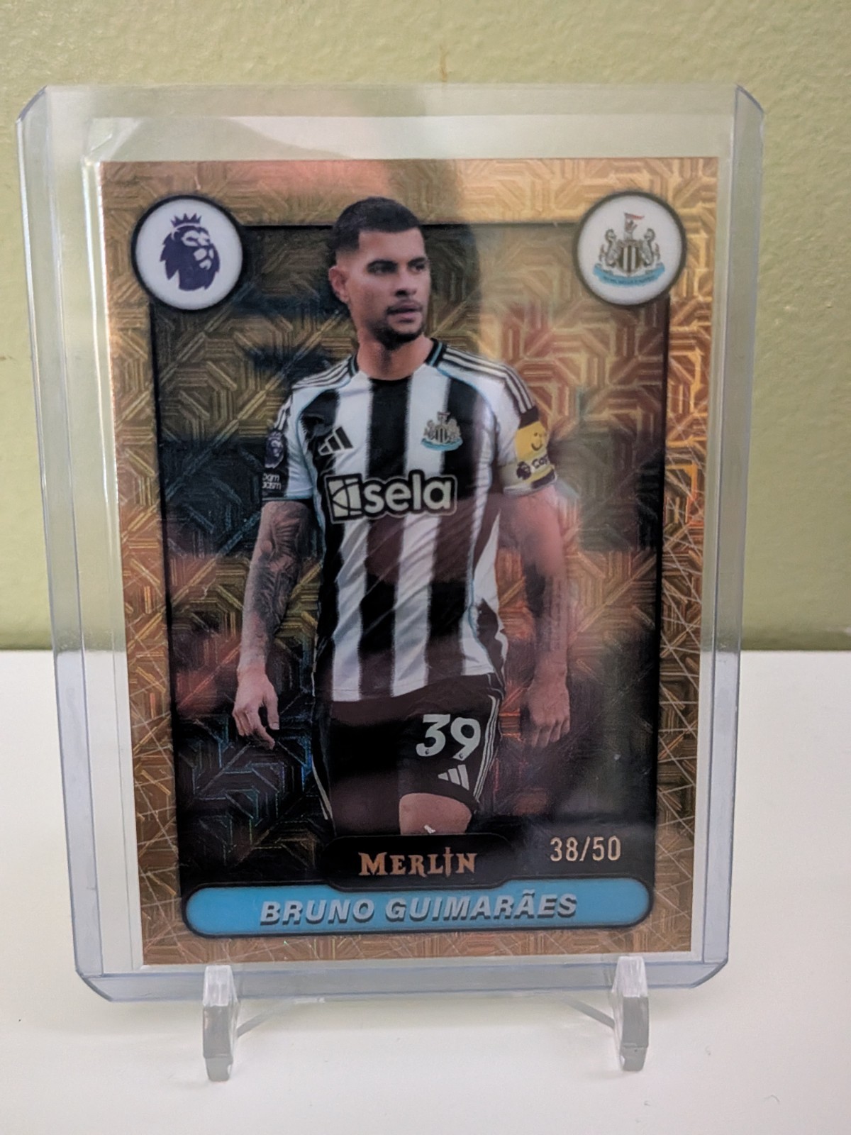 2025 Topps Merlin PL Bruno Guimaraes Gold Mojo Refractor /50 Newcastle Brazil