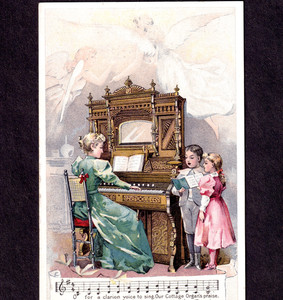 Victorian Angel Wings 1890's Chicago Cottage Organ Darbee Hamburg NY Trade Card