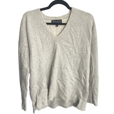 Banana Republic Todd  Duncan Cozy Scottish Cashmere V-Neck Sweater Grey Medium