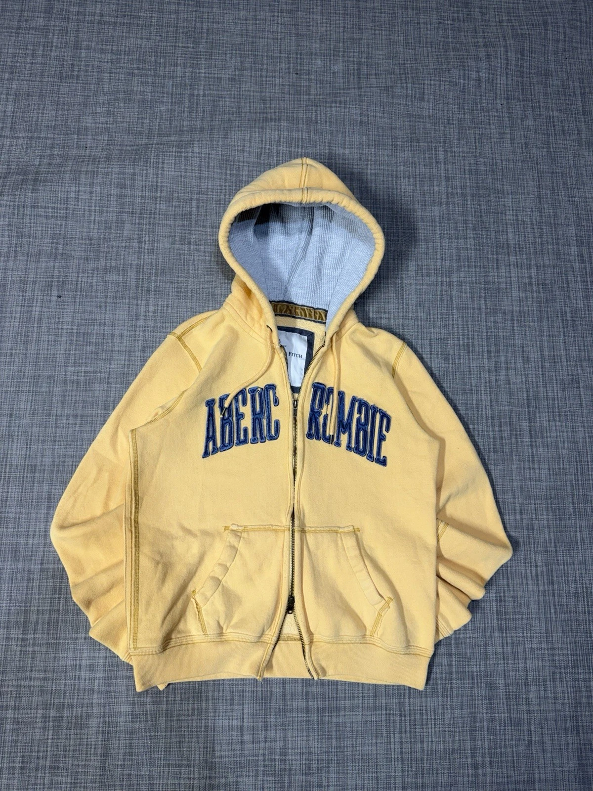 VTG Y2K Abercrombie & Fitch Thermal Lined Double Zip YellowUp Hoodie Women's L