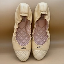 AGL Attilio Giusti Leombruni Beige Quilted Ballet Flats, Women's Size 9 EU 39