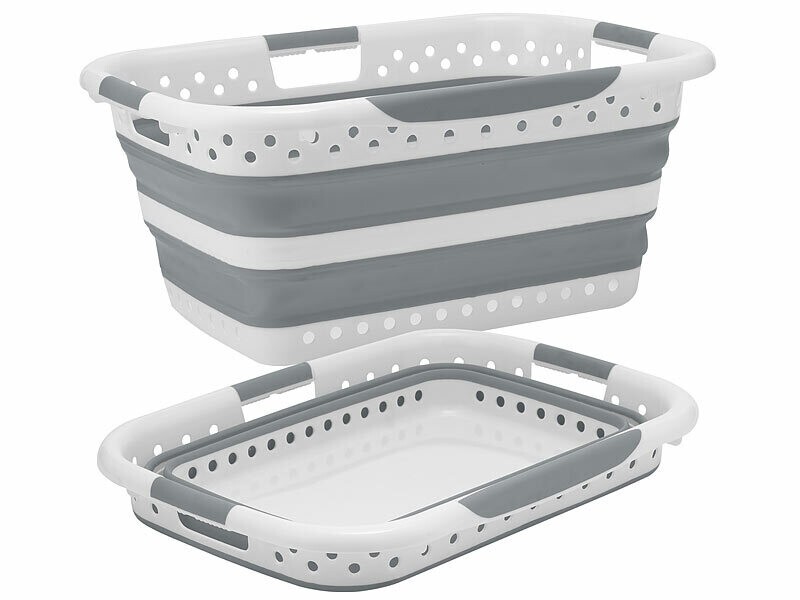 Panier à linge pliable 40 L bac de rangement textile et corbeille à linge compacte