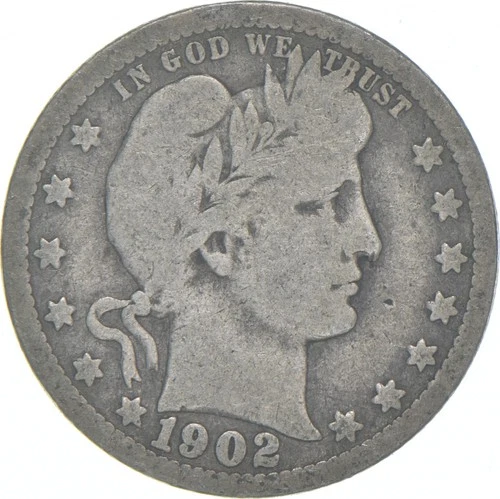 1902-O Barber Quarter Average Circ