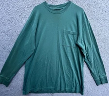 Vtg Scandia Woods Men's Large Green Long Sleeve Crew Neck Pocket T Shirt (GT)