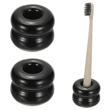 2Pcs Mini Ceramics Toothbrush Holder Stands, Black