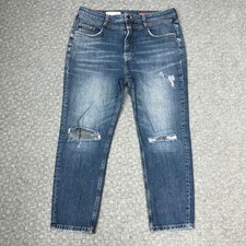 Anthropologie Pilcro Jeans Womens 32 Distressed Mid Rise Cropped Denim Pants