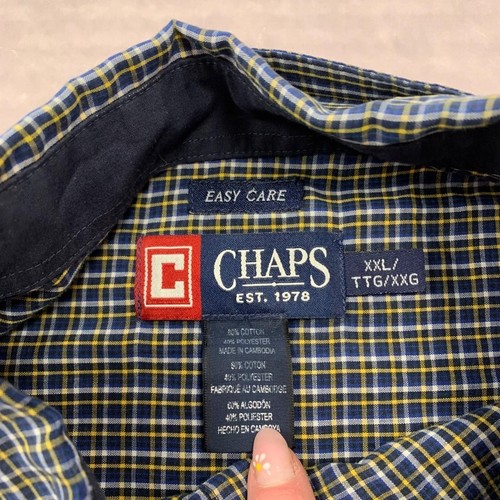 Vintage Chaps Shirt checked patterned long sleeve with chest pocket Men s 2XL - Picture 4 of 5