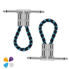 Guitar Patch Cables,2 Pack 6 inch 1/4 Right Angle Plugs Pedal Short Effect Ca...