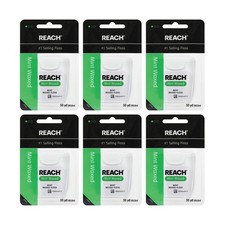 REACH Waxed Dental Floss, Mint, Plaque Remover for Teeth, Shred Resistant, Floss