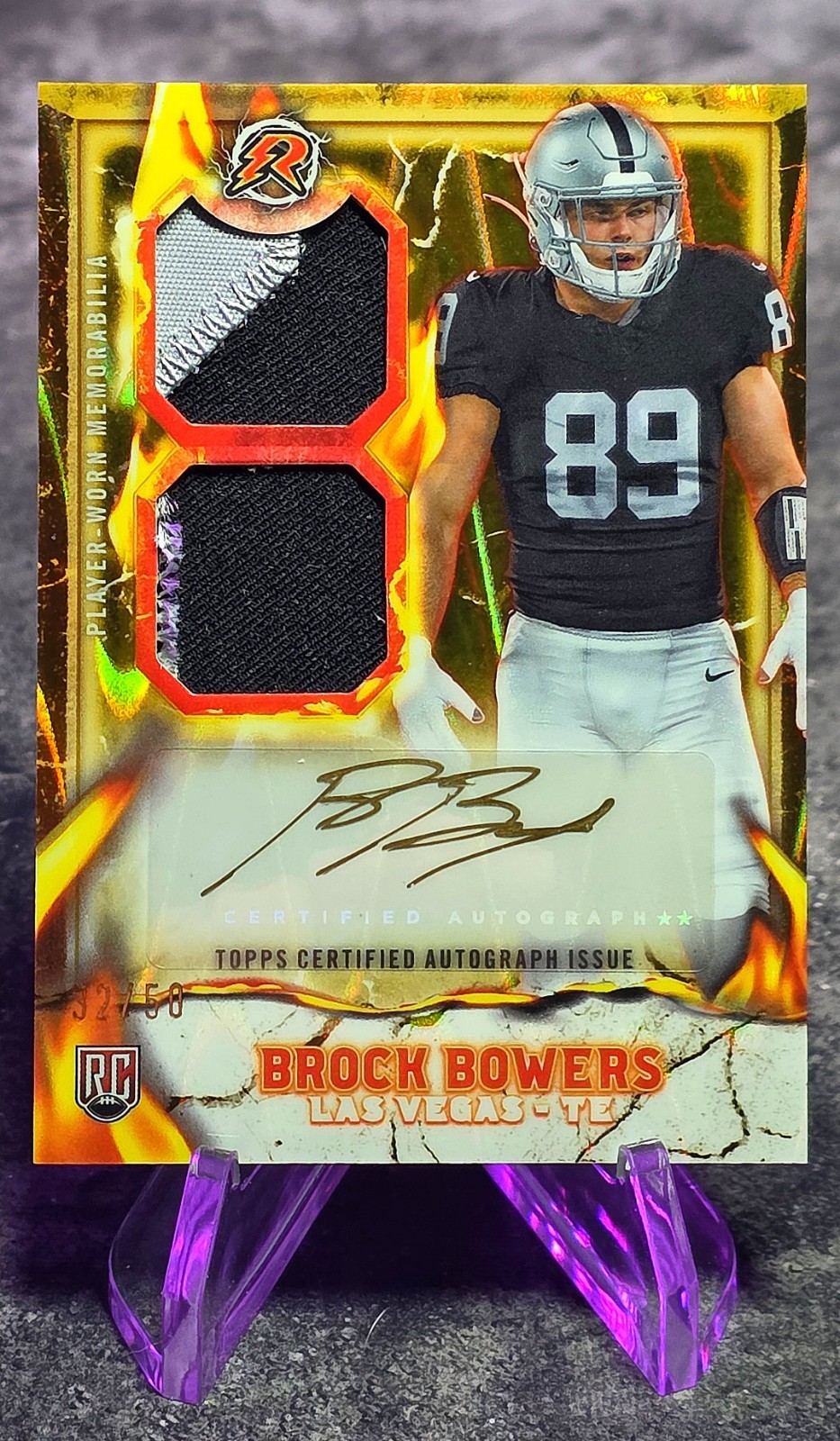 🏈🏴2024 Resurgence - BROCK BOWERS Ignite Rookie Patch Auto Gold RC /50 #IPA-BB