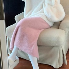 Women Midi Skirt Faux Mohair Fur Fluffy A-line High Waist Winter Warm Pink