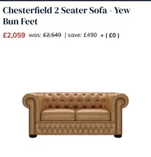 RRP £2500. Sofas by Saxon handmade chesterfield 2 seater