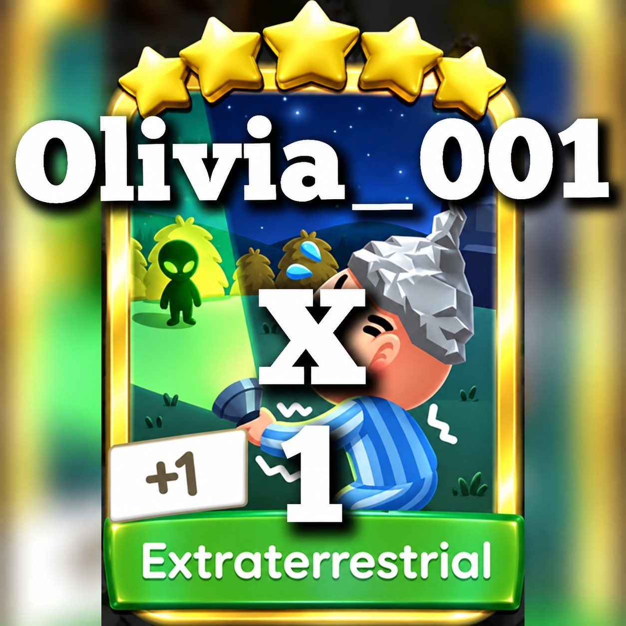 1 x Extraterrestrial ⭐⭐⭐⭐⭐ Set 19 :- Mono_Poly_Go Golden Blitz Stickers :- Fast