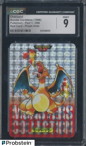 1996 Pokemon Bandai Carddass Part 1 006 Charizard Red Card Prism Holo CGC 9 MINT