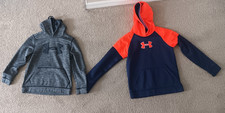 Under Armour Youth L and M Hoodie Lot 2 ColdGear Gray Patterned Boys Athletic