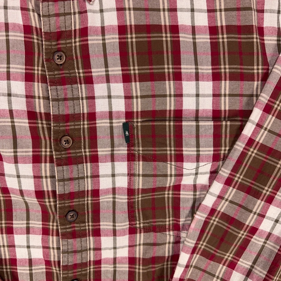 G.H. Bass Shirt Men’s XLT Red Brown Plaid Long Sleeve Button Up Casual Outdoor - Image 2 of 4