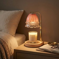 Aromatherapy Melting Wax Lamp Dimmable Night Light Candle Warmer Wooden Base