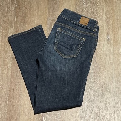 American Eagle Outfitters Artist Capris Women Sz 2 Stretch Dark Wash Distressed