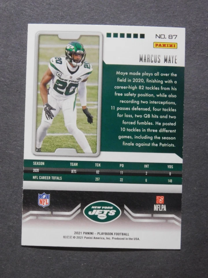 2021 Panini Playbook Orange/Green - Marcus Maye - #87 - Image 2 of 2