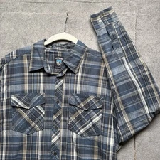 KÜHL Men’s M Blue Plaid Utility Shirt Soft Blend Button Up Outdoor Workwear
