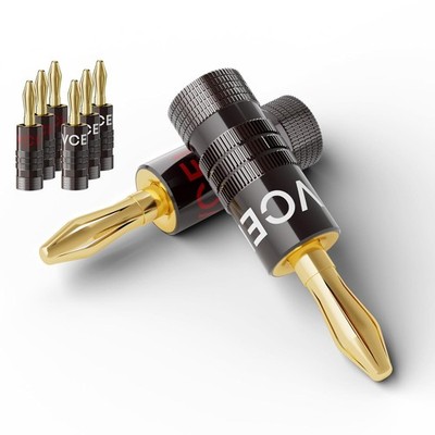VCELINK Premium Bananenstecker mit zwei Madenschrauben, 24K vergoldet Lautsprecher Co...