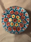 Vintage Murano Millefiori Paperweight Art Glass Multicolored Canes Italian 3.75"
