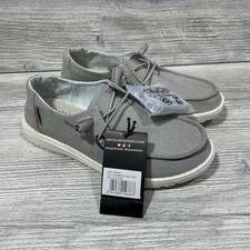 Hey Dude Wendy Slip-On Loafers Chambray Light Grey Size 6 New With Laces Tags