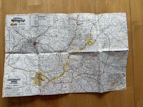 Vintage 1988 Hertz Cincinnati Ohio Road Map Vicinity Surrounding Area Folded