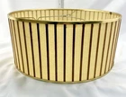 Vintage Teak & Fiberglass Striped Lamp Shade MCM Drum 17" diameter 8" tall VG