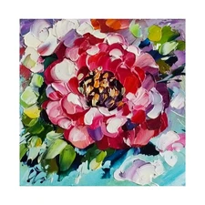 original oil painting Rose red flowers impasto Floral small wall art 6*6 inch