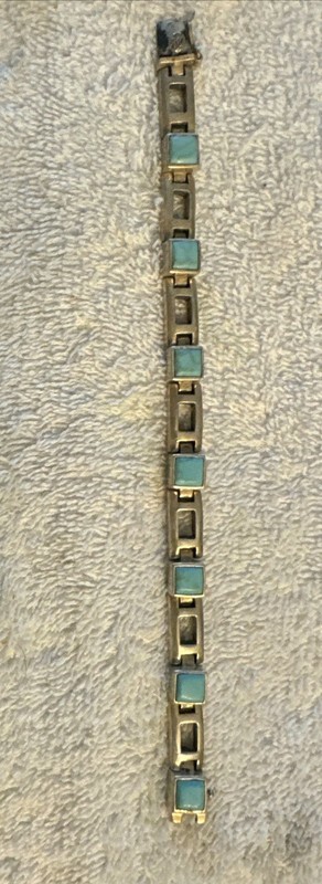 Vintage Turquoise Bracelet Silver 925 7.50 Long
