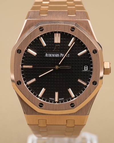 Audemars Piguet Royal Oak 15500OR Black Dial Selfwinding Brace...