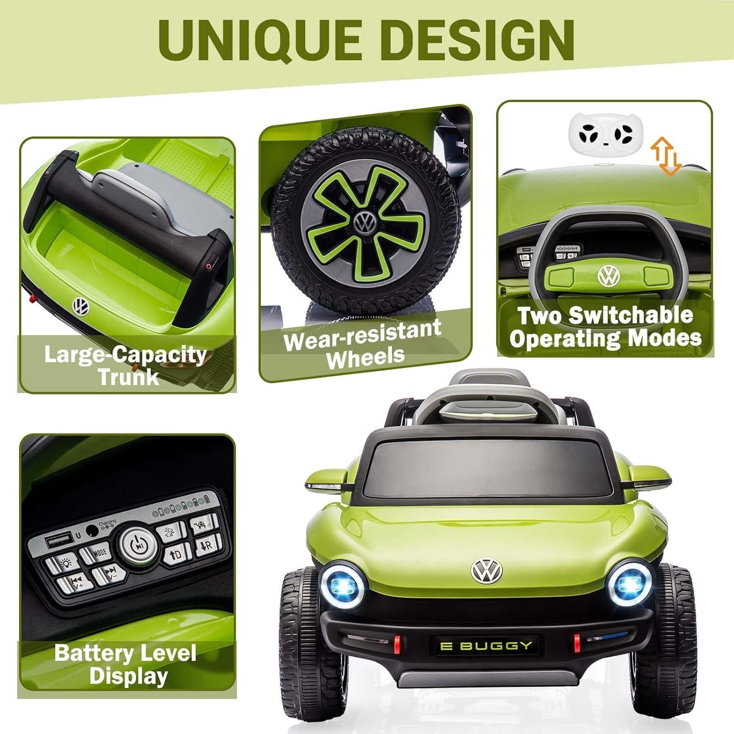 12V Ride On Car for Kids, Electric Battery Powered Toy Car 4 Wheeler Vehicles US