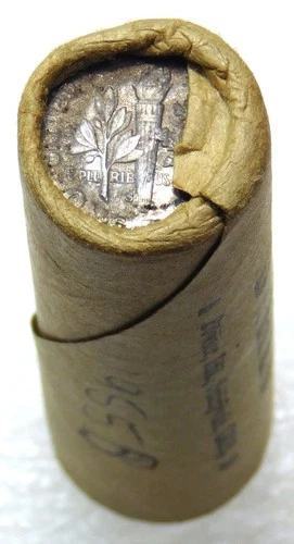 1955-S Roosevelt Silver Dime Gem BU OBW SF Federal Reserve Roll 50 coins #E205A