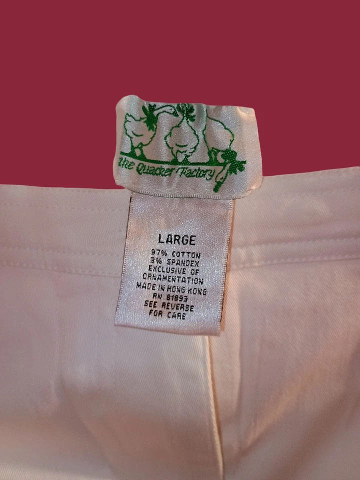 Quacker Factory Pants Womens Large White Elastic Waist Fruit Print Vintage - Image 4 of 4