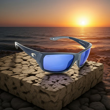 Costa Del Mar Tailfin matte black frame Blue mirror 580P plastic lens new