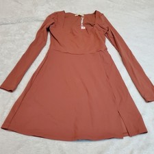 NWT Quince Rust Brown Party Rave Cocktail Sexy Vixen Bodycon Fitted Dress Large