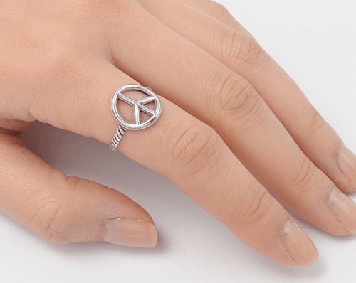 Peace Symbol Ring echt Sterling Silber 925 oxidiert 13 mm Gr. 4 - 12 - Bild 1 von 3