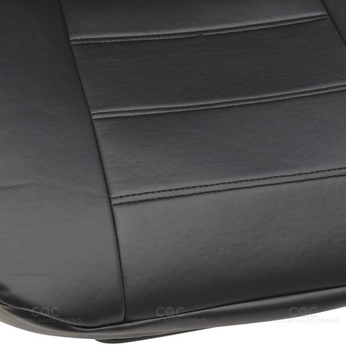 Black Synthetic Leather Set Car Seat Cover Genuine Leather Feel Front & Rear Set - Picture 9 of 9