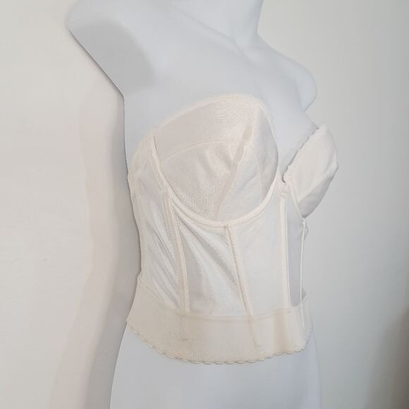 Vintage 1970's Carnival White Satin Low Back Bustier - Gem