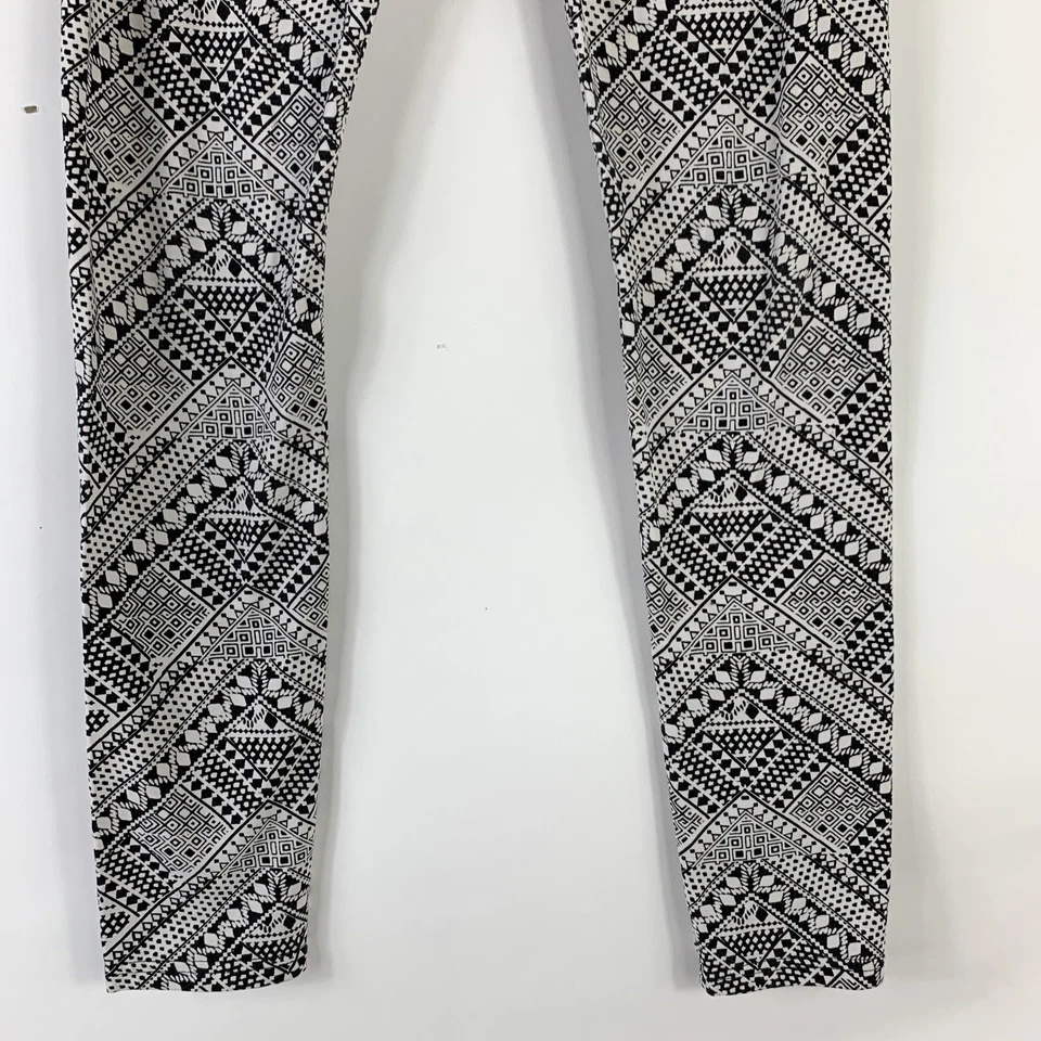 Hollister Pantalones Elásticos Pequeños Negro Blanco Tiro Medio Leggings Mezcla Algodón Foto 3 de 4