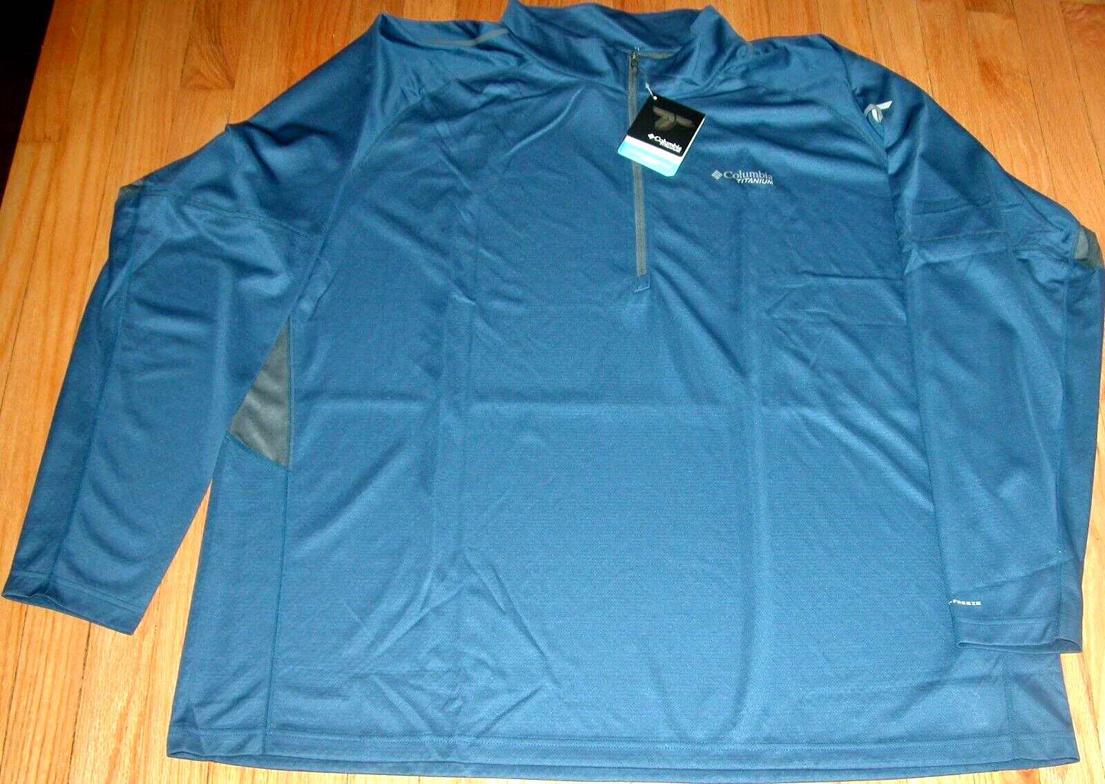COLUMBIA TITAN TRAIL HALF ZIP LONG SLEEVE PULLOVER SHIRT BLUE / GRAY 4X