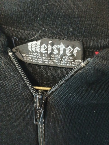 Meister Nordic Ski Sweater Pullover 1/2 zip Wool Blend Mens M black blue gray - Picture 3 of 6