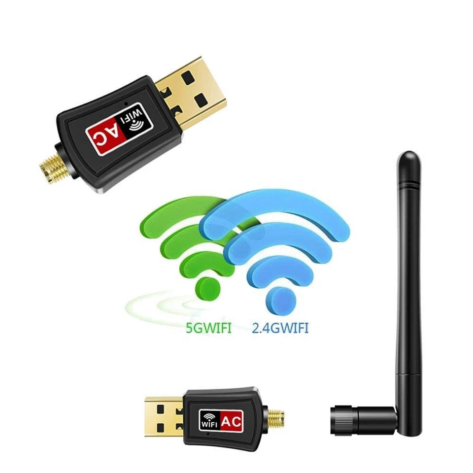 600Mbps USB WiFi Adapter Wireless Dongle Dual Band 5.8GHz 2.4GHz For PC Laptop - Image 2 of 4