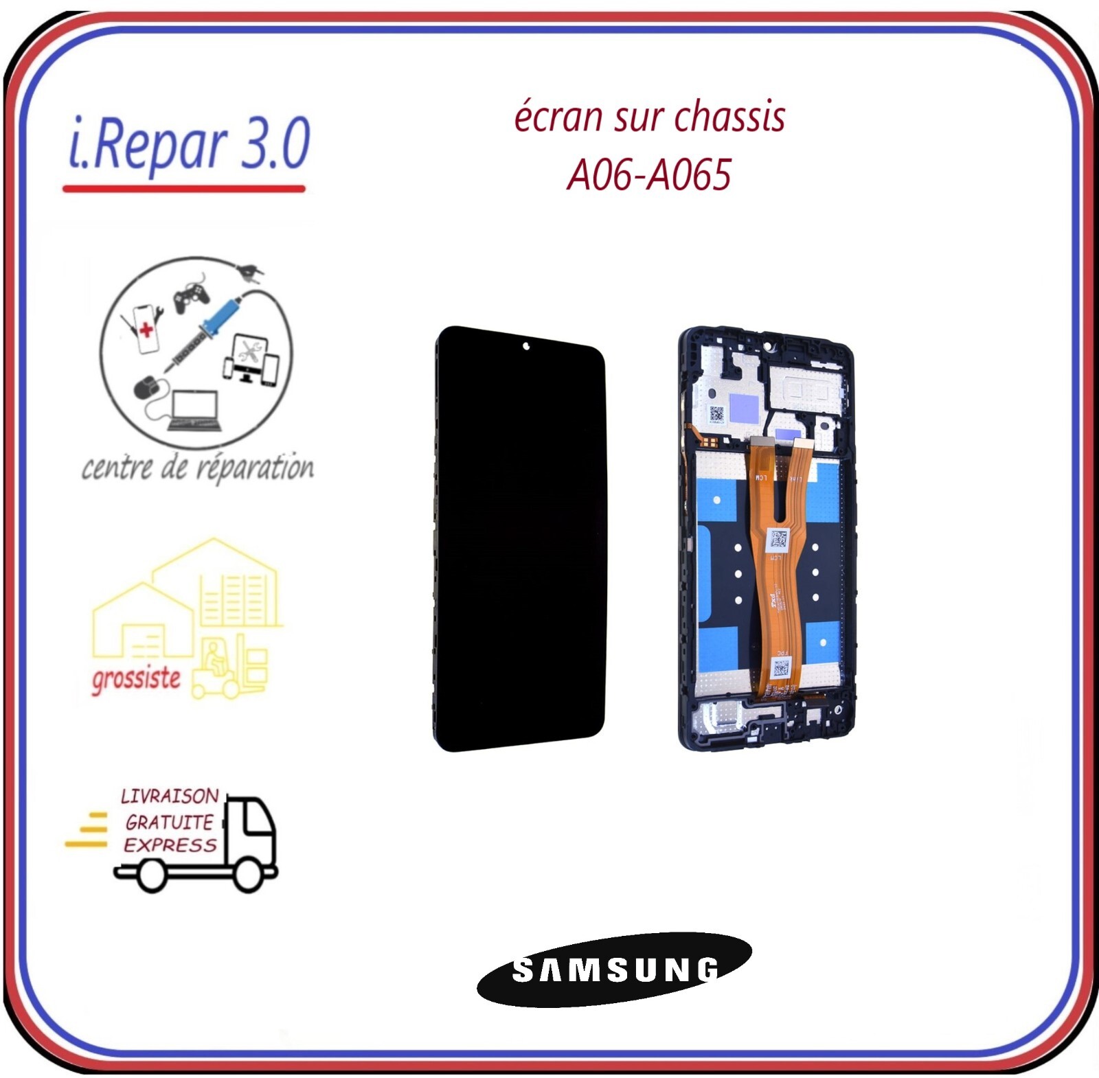Écran complet sur châssis Samsung A06 avec tactile haute sensibilité noir